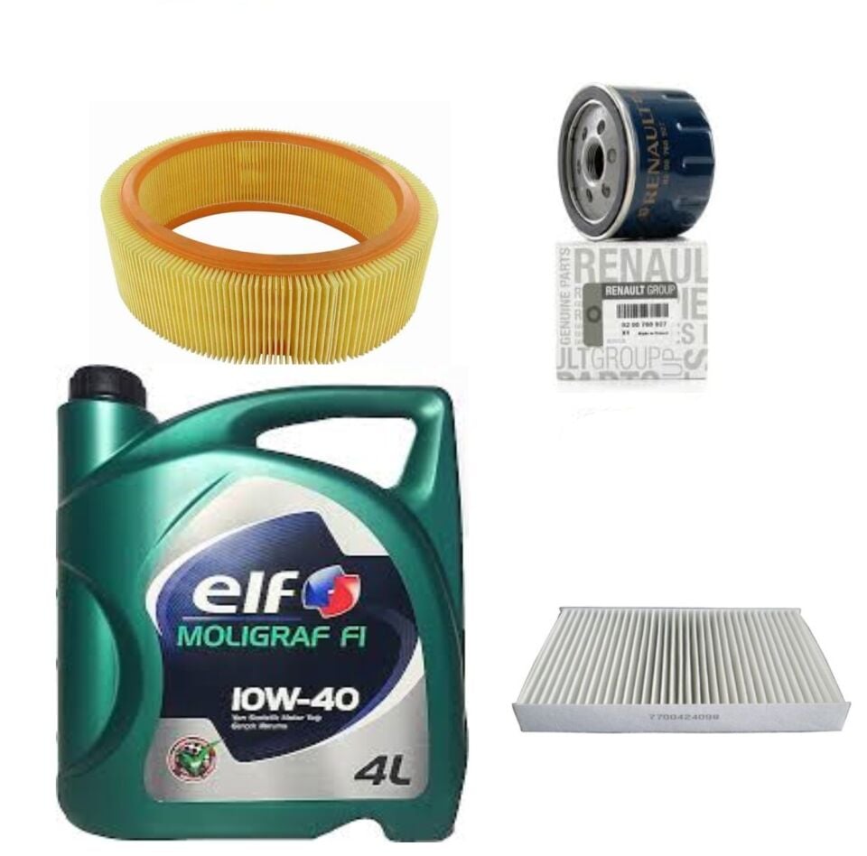 Kangoo 1-I 2-II Yağ Bakım Seti 1.4 8V E7J (1997-2008) (Motor Yağı+Yağ+Hava+Polen Filtre )