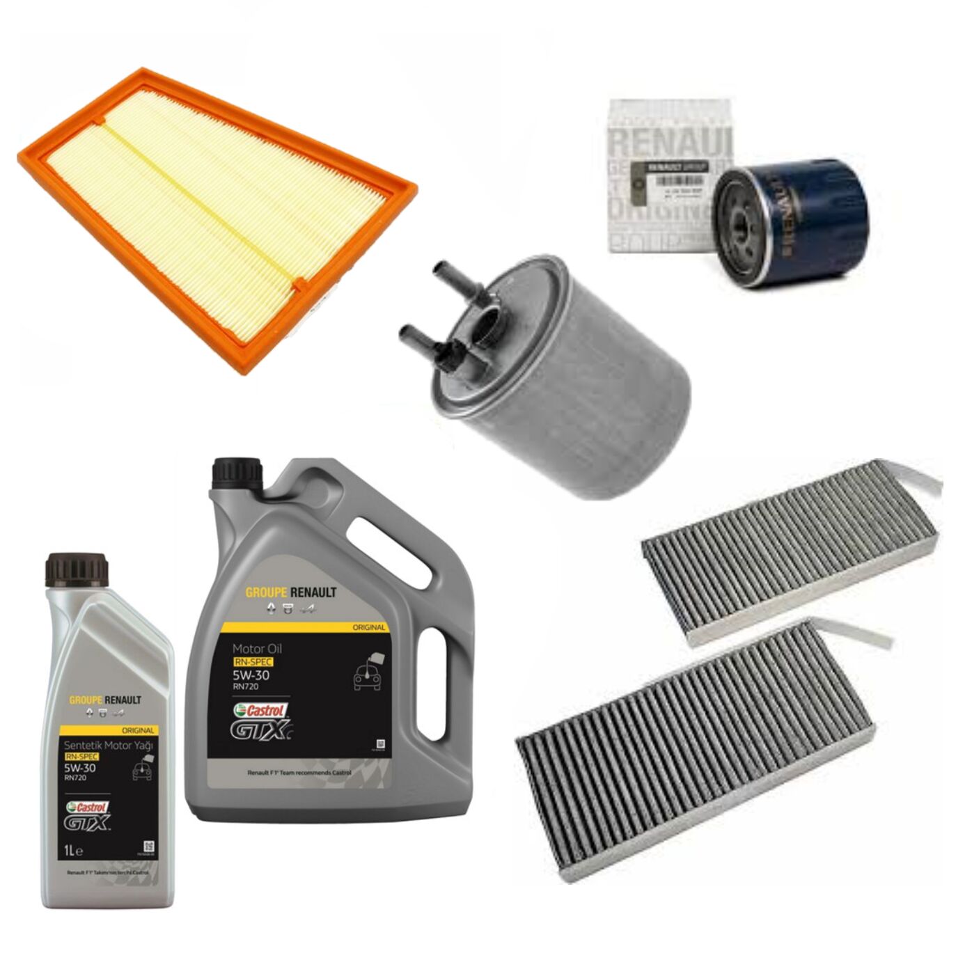 Kangoo 3-III Yağ Bakım Seti 1.5 Dci K9K (2013-2020) (Motor Yağı+Yağ+Hava+Polen+Mazot Filtre )