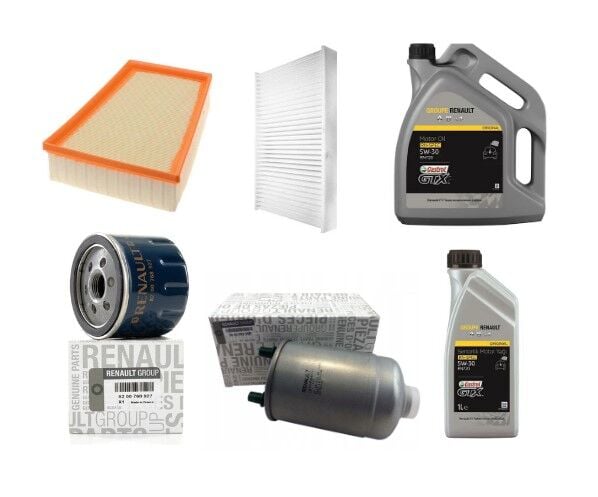 Megane 3-III Fluence Yağ Bakım Seti 1.5 Dci K9K(2008-2016) (Motor Yağı+Yağ+Hava+ Polen+Mazot Filtre)