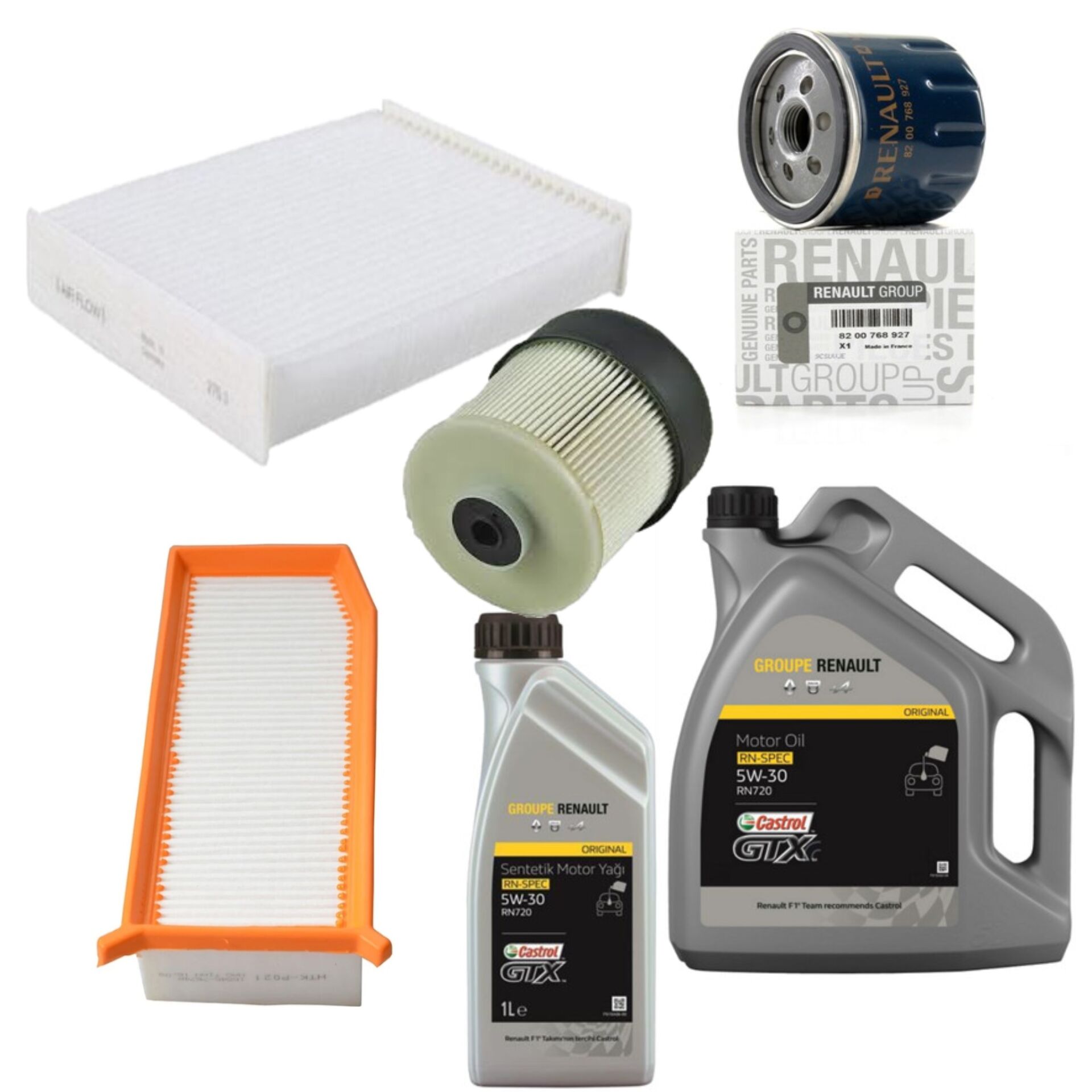 Lodgy Dokker Yağ Bakım Seti 1.5 Dci K9K (2013-2020)(Motor Yağı+ Yağ+Hava+Polen+Mazot Filtre)