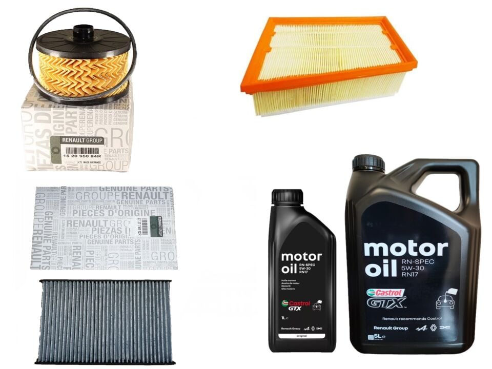 Megane 4-IV Talisman Yağ Bakım Seti 1.3 Tce H5H 2016-> (Motor Yağı+Yağ+Hava+Polen Filtre)