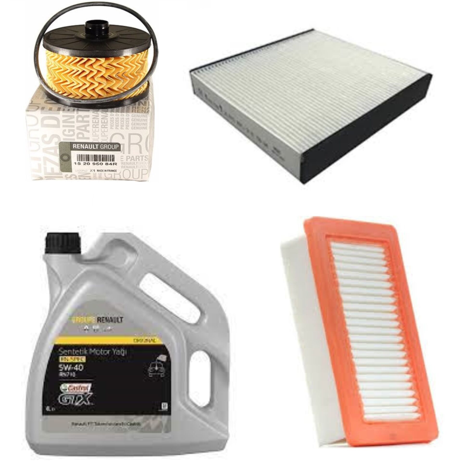 Clio 5-V Captur 2-II Yağ Bakım Seti 1.0 Sce B4D 2020-> (Motor Yağı+Yağ+Hava+Polen Filtre )