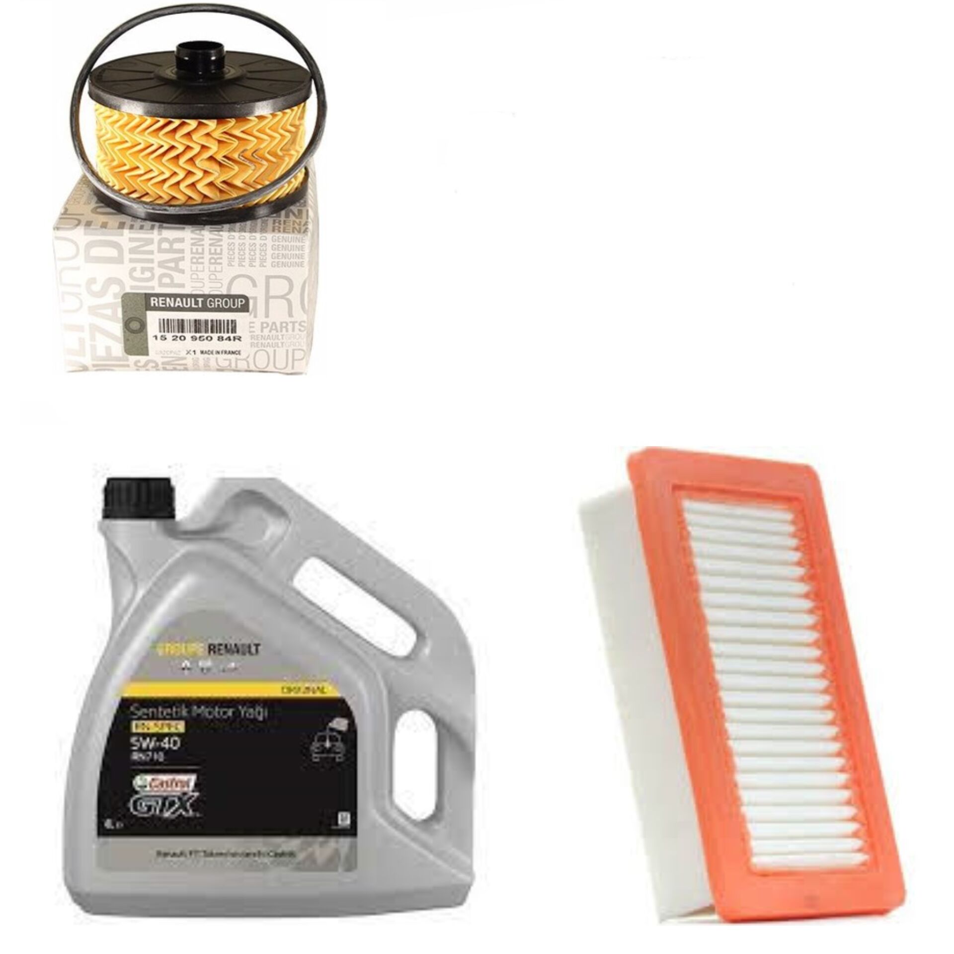 Clio 5-V Captur 2-II Yağ Bakım Seti 1.0 Tce H4D 2020-> (Motor Yağı+Yağ+Hava Filtre)