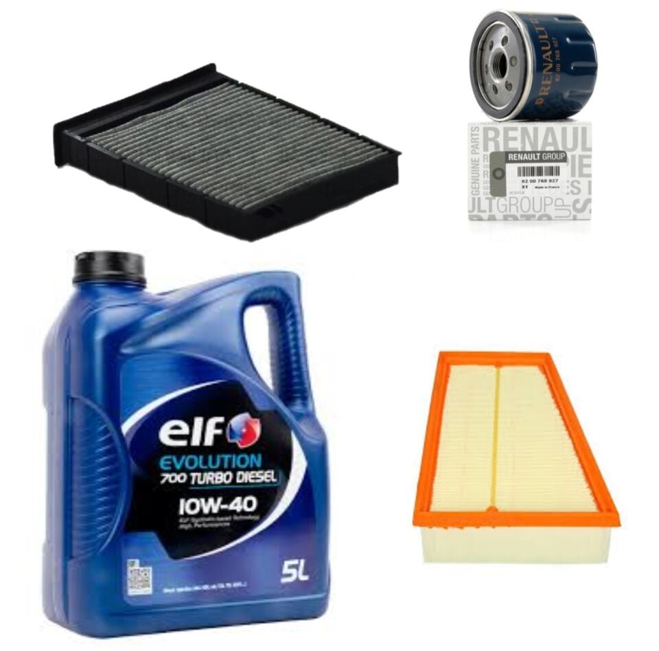 Megane 2-II Yağ Bakım Seti 1.5 Dci K9K (2003-2010) (Motor Yağı+Yağ+Hava+Polen Filtre )