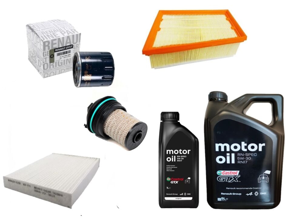 Megane 4-IV Talisman Yağ Bakım Seti 1.5 Dci K9K 2016-> (Motor Yağı+Yağ+Hava+Polen + Mazot Filtre )