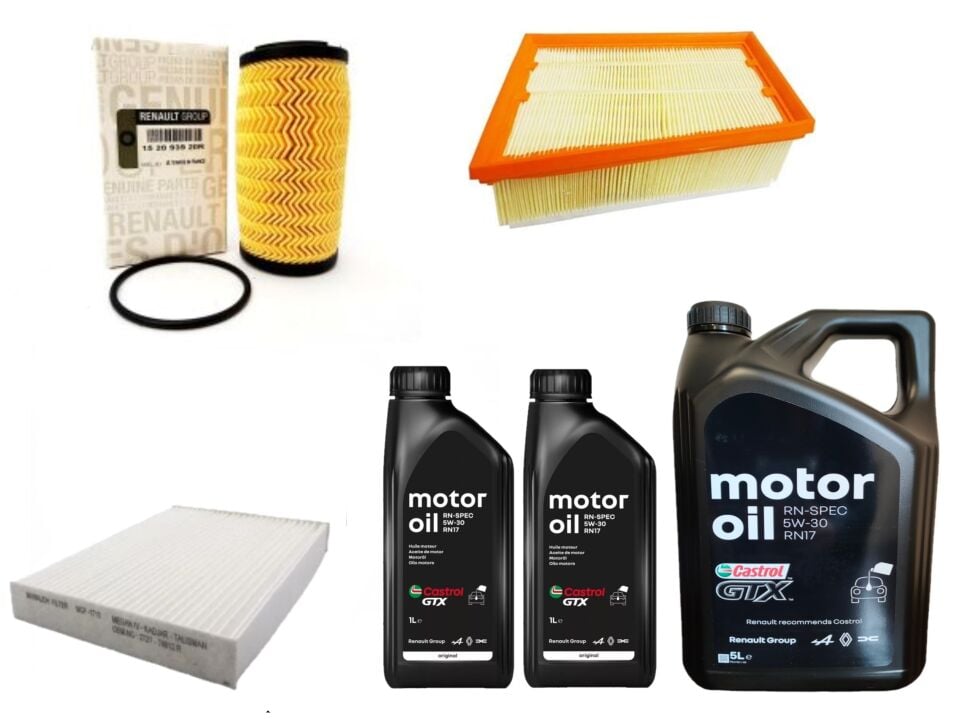 Megane 4-IV Talisman Yağ Bakım Seti 1.6 Dci R9M 2016-> (Motor Yağı+Yağ+Hava+Polen Filtre)