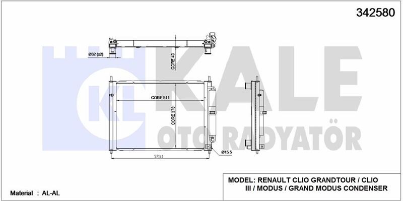 Clio 3-III Motor Su Radyatörü (Klimasız) 1.5 Dci K9K (2004-2012) 8200138788 -Kale