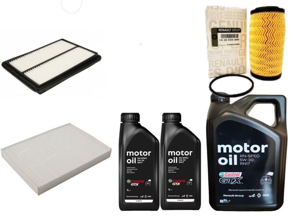 Kadjar Yağ Bakım Seti 1.6 Dci R9M (2013-2022) (Motor Yağı+Yağ +Hava + Polen Filtre)