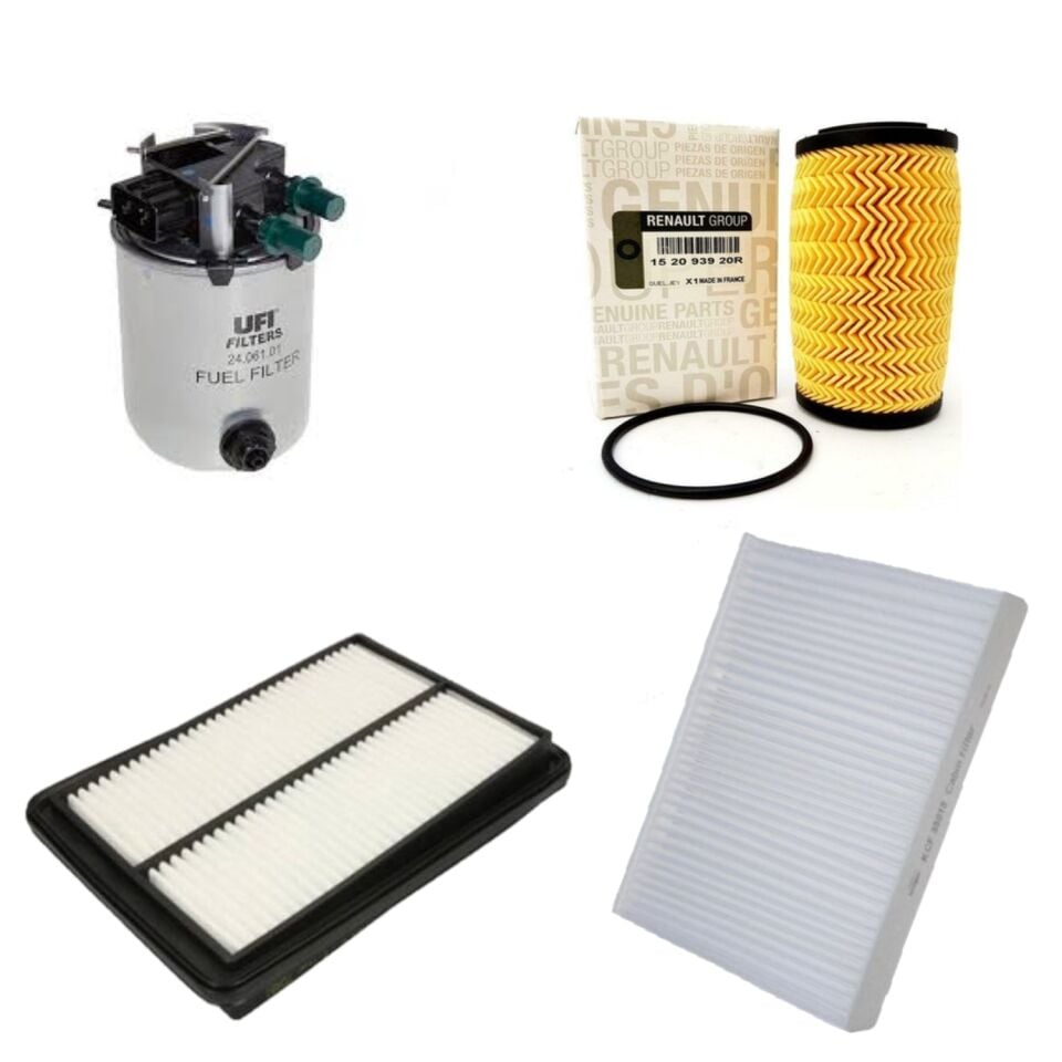 Kadjar Filtre Bakım Seti 1.6 Dci R9M (2013-2022) (Yağ+Hava + Polen +Mazot Filtre)