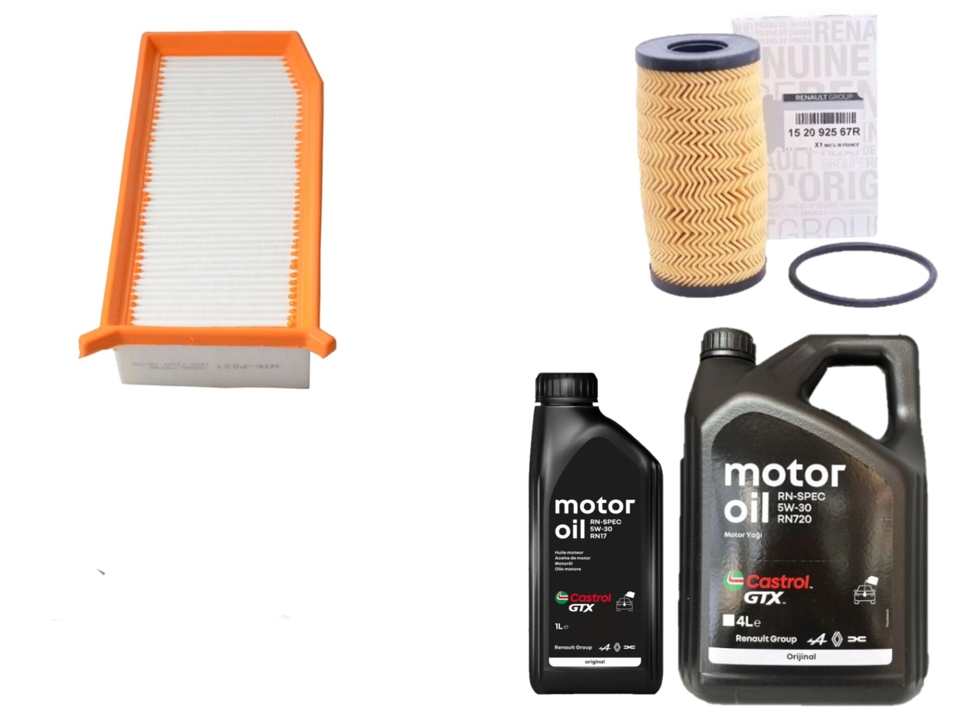 Duster 2-II Yağ Bakım Seti 1.5 Dci K9K 2018-> (Motor Yağı+Yağ+Hava Filtresi )