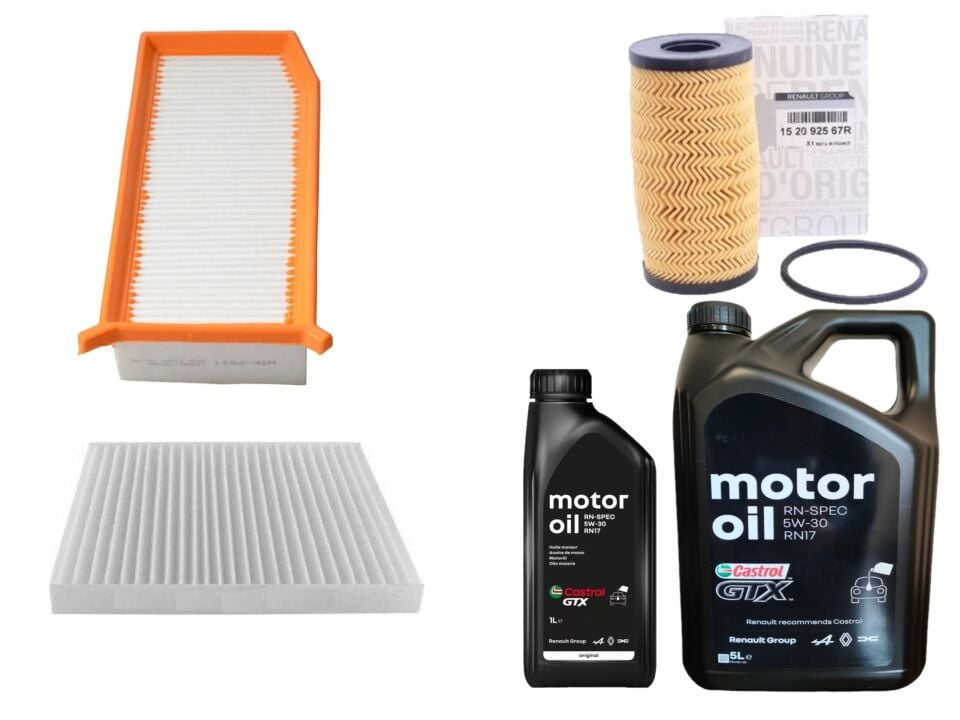 Duster 2-II Yağ Bakım Seti 1.5 Dci K9K 2018-> (Motor Yağı+Yağ+Hava +Polen Filtresi )