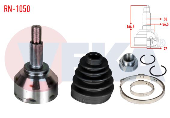 Trafic 2-II Sol-Sağ Ön Dış Aks Kafası (Dış Freze:36 İç Freze:27) (Adet) 2.0 Dci M9R 8200776535 -Veka