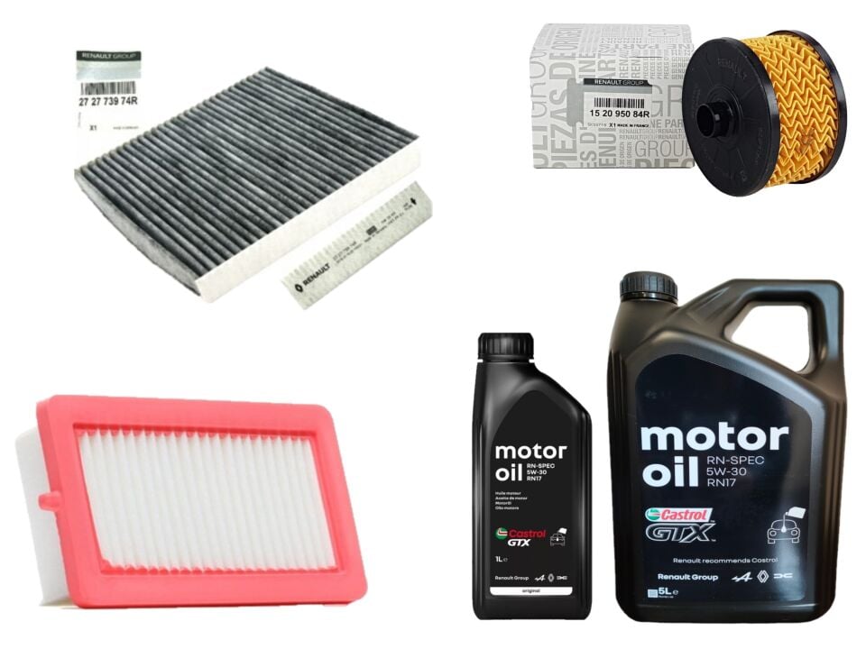 Duster 2-II Yağ Bakım Seti 1.0 Sce B4D 2018-> (Motor Yağı+Yağ+Hava+Polen Filtresi )