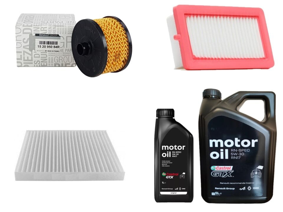 Duster 2-II Yağ Bakım Seti 1.0 Sce B4D 2018-> (Motor Yağı+Yağ+Hava+Polen Filtresi)