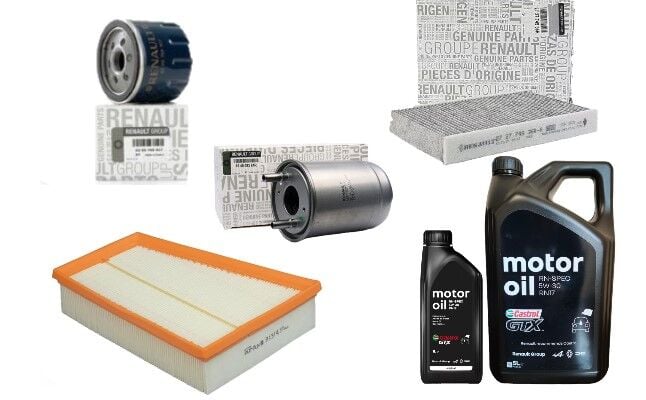 Megane 3-III Fluence Yağ Bakım Seti 1.5 Dci K9K (2008-2016)(Motor Yağı+Yağ+Hava+Polen+ Mazot Filtre)