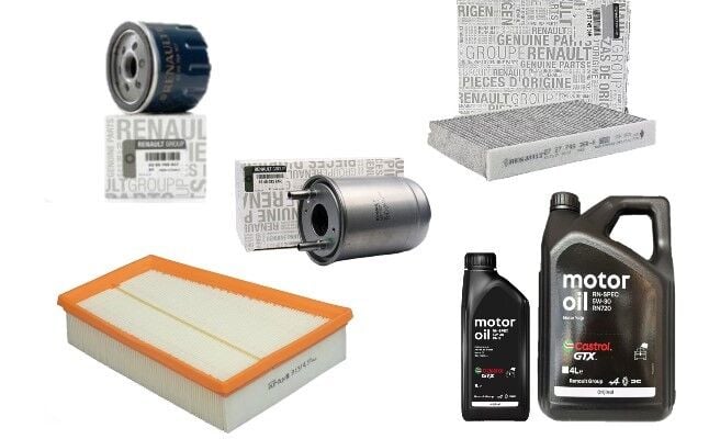 Megane 3-III Fluence Yağ Bakım Seti 1.5 Dci K9K (2008-2016)(Motor Yağı+Yağ+Hava+Polen+ Mazot Filtre)