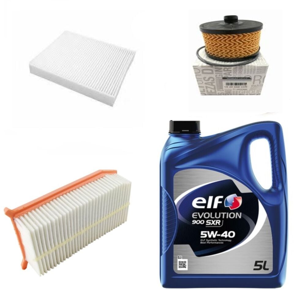 Clio 4-IV Captur 1-I Yağ Bakım Seti 0.9 Tce H4B-1.2 Tce H5F (13-20)Motor Yağı+Yağ+Hava+Polen Filtre