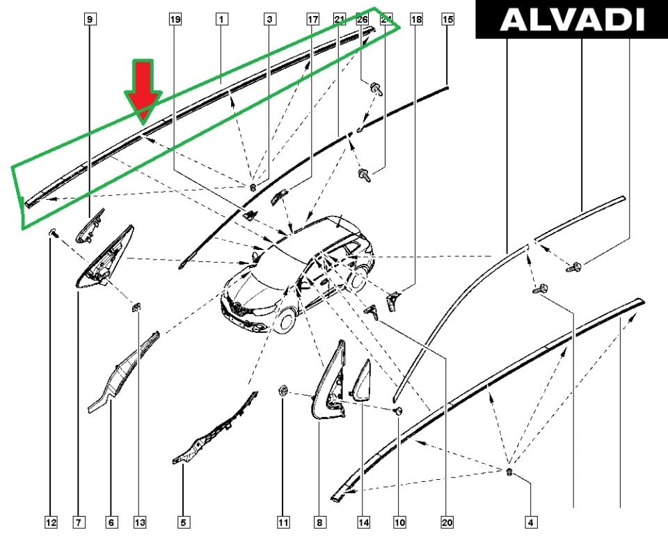 Kadjar Sağ Tavan Oluk Çıtası Bandı Siyah (2013-2017) 738521334R -Renault Mais