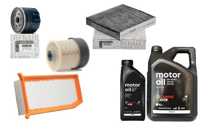 Clio 2-II Symbol Joy Yağ Bakım Seti 1.5 Dci K9K (2013-2020)(Motor Yağı+Yağ+Hava+Polen+Mazot Filtre)