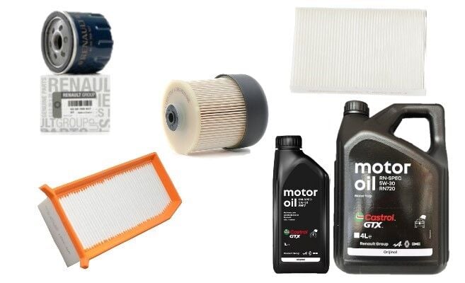 Clio 2-II Symbol Joy Yağ Bakım Seti 1.5 Dci K9K (2013-2020)(Motor Yağı+ Yağ+Hava+Polen+Mazot Filtre)