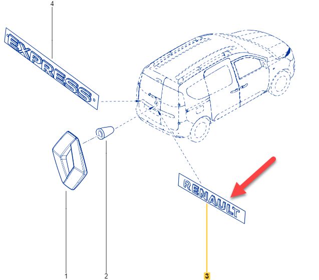Express Combi Arka Monogram (Renault Yazısı) 2020-> 908929655R -Renault Mais