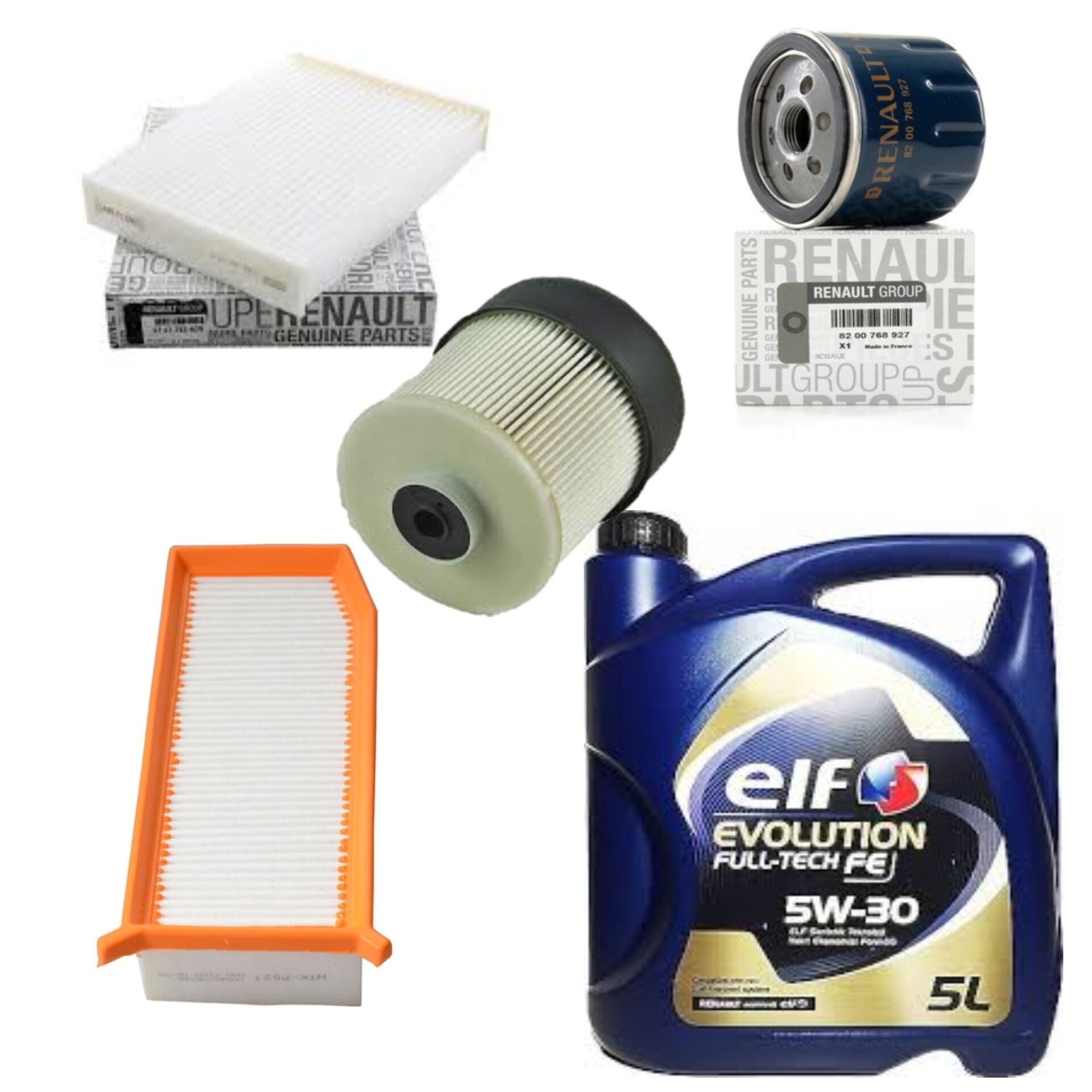 Lodgy Dokker Yağ Bakım Seti 1.5 Dci K9K (2013-2020) (Motor Yağı+Yağ+Hava+Polen+Mazot Filtre)