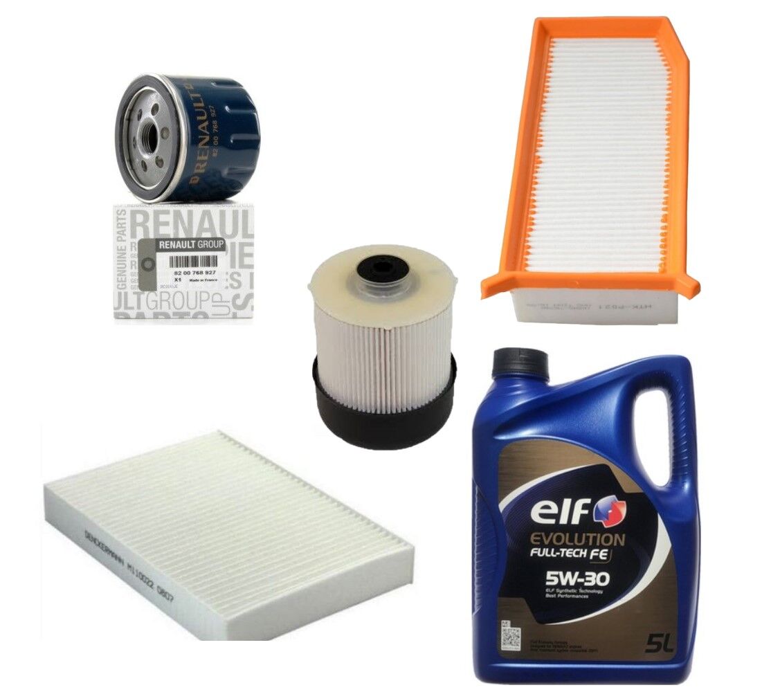 Logan Sandero 2-II Yağ Bakım Seti 1.5 Dci K9K (2013-2020)(Motor Yağı +Yağ+Hava+Polen+Mazot Filtre)