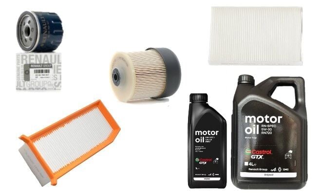 Logan Sandero 2-II Yağ Bakım Seti 1.5 Dci K9K (2013-2020)(Motor Yağı+ Yağ+Hava+Polen+Mazot Filtre)